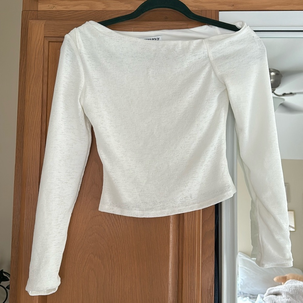 White long sleeve Princess Polly one shoulder top